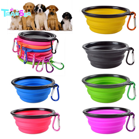 Travel Collapsible Silicone Bowl Food Water Feeding Dish for Dogs